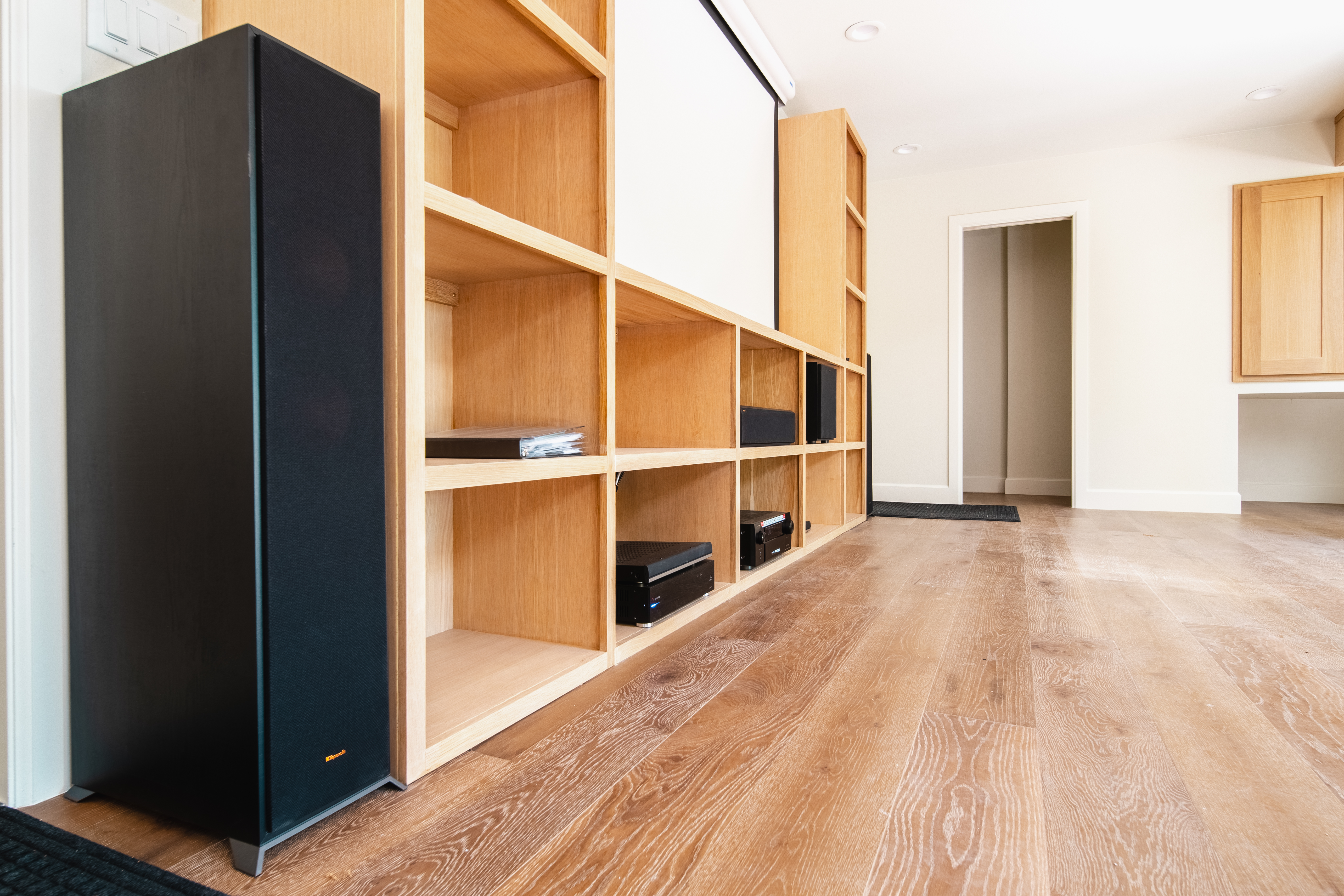 home theatre with large speaker